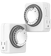 HBN 24 Hour Plug-in Mechanical Indoor Mini Timer, Heavy Duty Daily On/Off Cycle, 3 Prong, 2-Pack