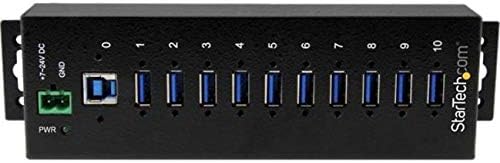 StarTech.com 10-Port USB 3.0 Hub - 5Gbps - Metal Industrial USB-A Hub with ESD & Surge Protection - Din Rail Wall or Desk Mountable - TAA Compliant USB Expander Hub (ST1030USBM)