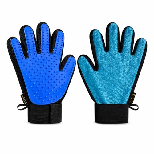 2-in-1 Pet Grooming Gloves 2-Pack – Double-Sided Deshedding & Pet Hair Remover for Dogs & Cats – Gentle Massage Glove for Shedding Fur – Lint Remover for Furniture & Clothing