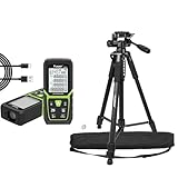 Huepar Laser Entfernungsmesser 100M mit 160 cm Stativ, Li-Ion-Akku, mit LCD Hintergrundbeleuchtung M/In/Ft mit Mehreren Messmodi wie Pythagoras/Abstand/Fläche/Volumen Messungen