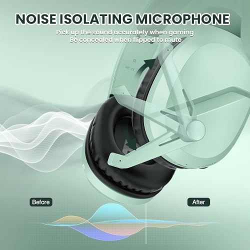Image of Wireless Gaming Headset with Noise Canceling Microphone for PS5, PC, PS4, 2.4G /Bluetooth Gaming Headphones with USB and Type-c Connector, Wired Mode for Controller (Green)