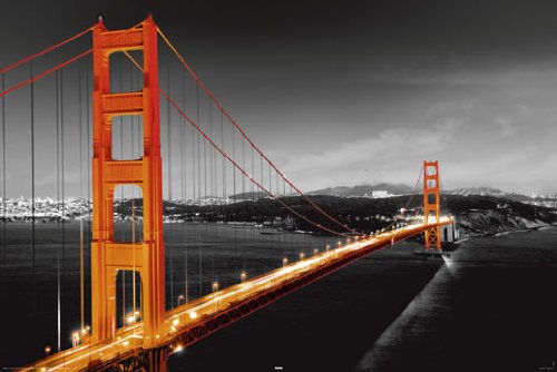 Poster San Francisco Golden Gate Bridge plastifié résistant et facile à suspendre