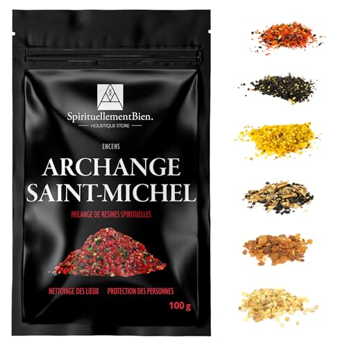 Encens Archanges St Michel résine Sacré & Authentique en Grain 100 GR pour Fumigation Brule Parfum ou Encensoir Nettoyage des Mieux, Protection des Personnes -...