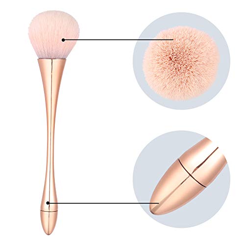 hugttt 2 Pcs Large Mineral Powder Brush, Bronzer Kabuki Makeup Brush, Soft Fluffy Foundation Brush, Professional Powder Brush and Blush Brush for Daily Makeup, Rose Gold - Image 3