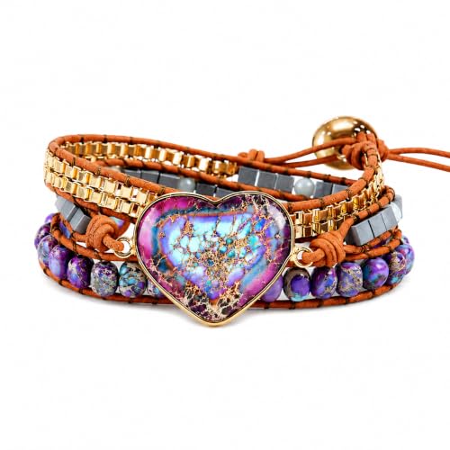 Image of Boho Stone Wrap Bracelet for Women,Turquoise Beaded Bracelet Jewelry Gift
