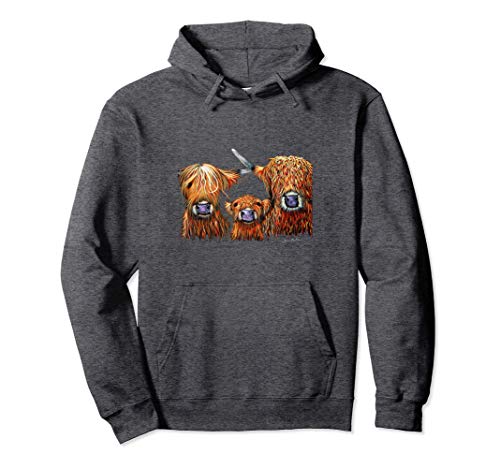 Vache Highland poilue écossaise 'We 3 CooS oN GReY' Sweat à Capuche