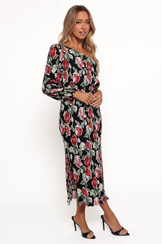 Image of Petal & Pup Women's Pontee One Shoulder Pleated Midi Dress