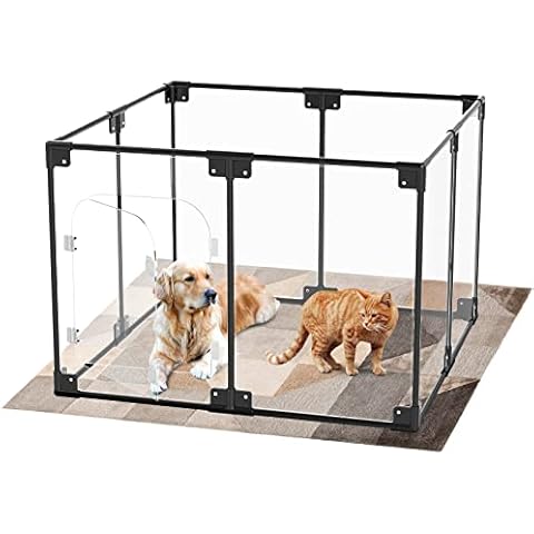 Dog Playpen Clear Dog Play Pen Modern Dog Playpen for Puppy Rabbit Clear Crate Cage Kennel Dog Fence Dog playpen and Indoor (S, Black) Cover
