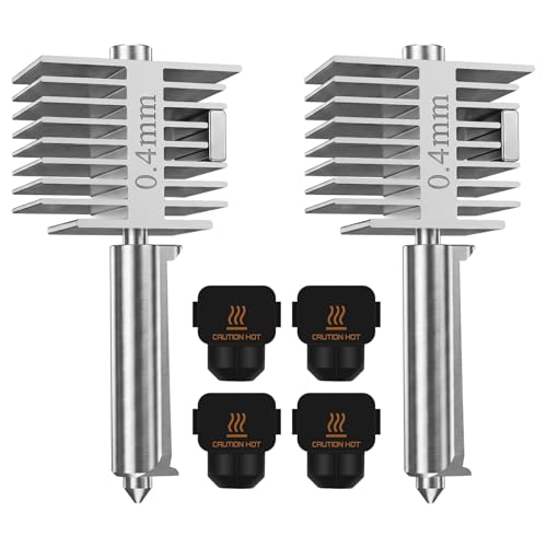 HIKUDIY 2-Pack 0.4mm Hotend 2.0 Upgrade for Bambu Lab A1 / A1 Mini, All-Metal Stainless Steel Print Head with 2 Silicone
