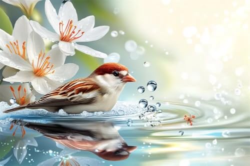 Adultos y Principiantes Diamond Painting Taladro Completo 5D DIY Arts Kits Hermoso Pájaro Colorido Imagen Bordado Diamante Pintura Pintura Para Decoración Pared Hogar Taladro Redondo 90x135cm C0722