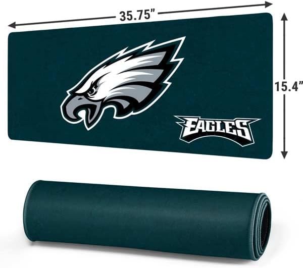 Skinit Extra Large Gaming Mouse Pad - Officially Licensed NFL Philadelphia Eagles Distressed Design with Stitched Edges, Waterproof, Non-Slip Rubber Base, Desk Mat for Keyboard & Mouse