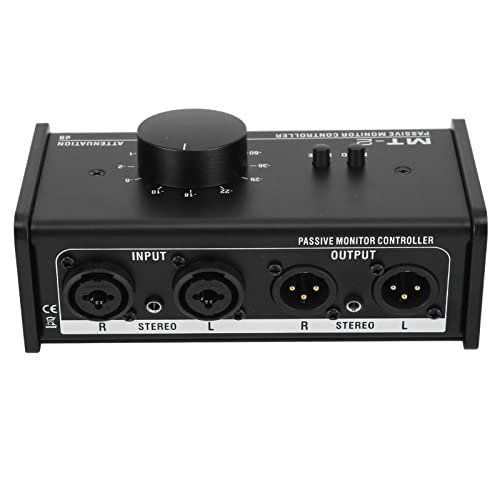 Passive Studio Monitor Controller, Passive Monitor Controller XLR 3.5mm Interface Large Volume Knob Mute Control for Studio Monitor