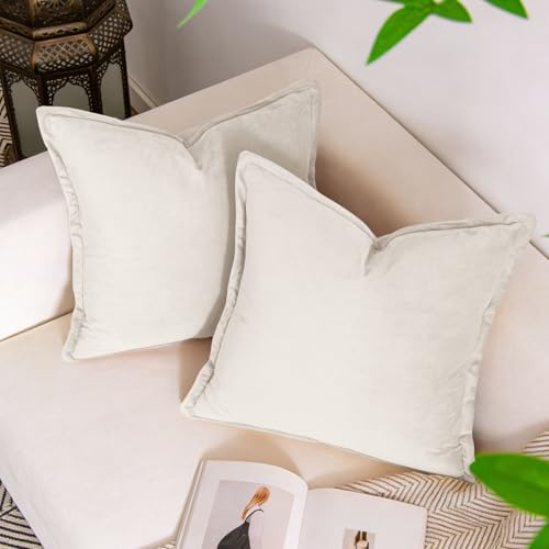 NEPHEALIS 20x20 Pillow Covers Set of 2 Luxurious Decorative Cushion Cases Velvet Throw Pillow Sham Whit Home Decor for Couch Bed Sofa Living Room,White