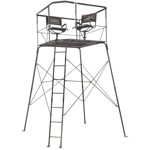 Bolderton 12’ 2-Man Quad Pod; Tower Platform Includes Ladder and Seats, for Hunting Deer Season