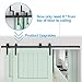 ZEKOO 8FT Single Track Bypass Sliding Barn Door Hardware Kit for Double Doors, Barn Door Bypass Hardware Kit, Flat Track Roller, Low Ceiling (J Shape Hanger)