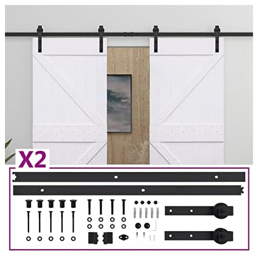 vidaXL Skjutdörr med beslag 100x210 cm massiv furu vit
