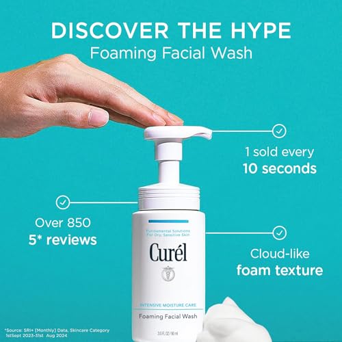 Curel Japanese Skin Care Foaming Daily Face Wash for Sensitive Skin, Hydrating Facial Cleanser for Dry Skin, pH-Balanced and Fragrance-Free, 5 Oz (Step 2 of 2-Step Skincare) - Image 3