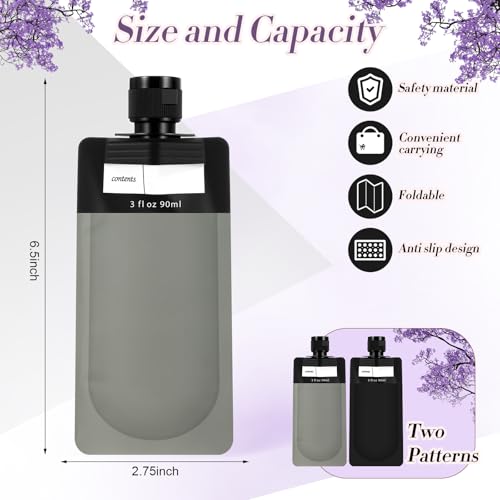 3 oz 60 Pack Leakproof Empty Squeeze Pouches Refillable Travel Size Containers Liquid Pouches for Toiletries TSA Approved Travel Lotion2
