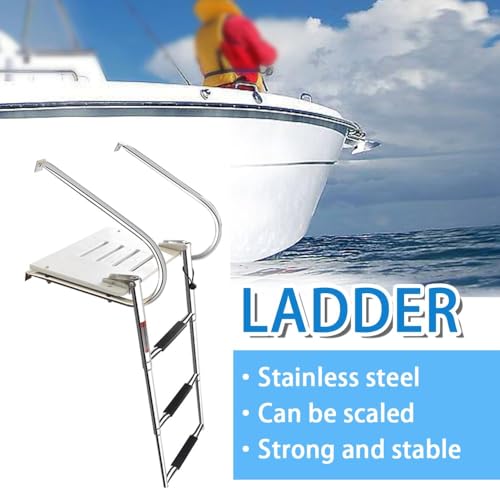 image for Mojiate Boat Ladder ABS Swim Platform Stainless Boat Ladder with teles