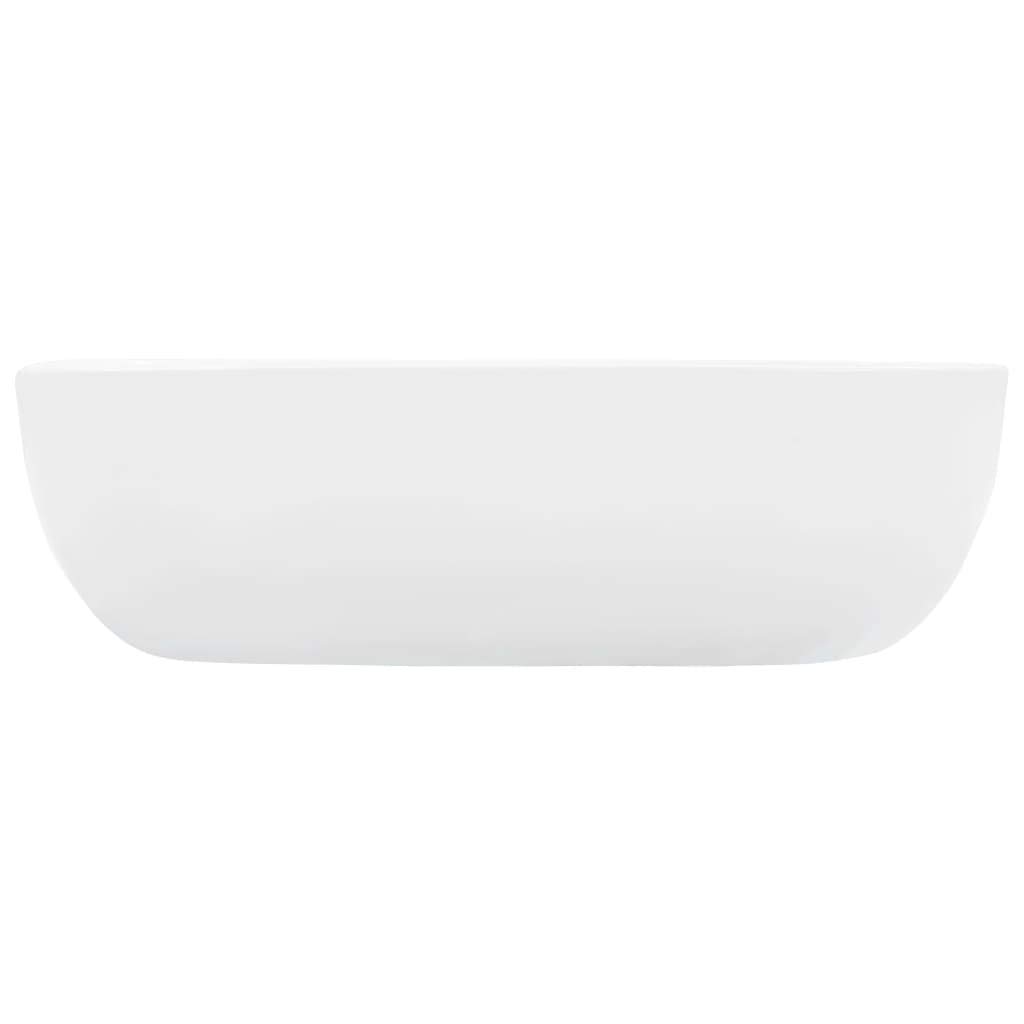 Lavabo de cerámica blanco 45,5 x 32 x 13 cm rectangular para cuarto de baño con desagüe y orificio para grifo, diseño atemporal para invitados y lavabo