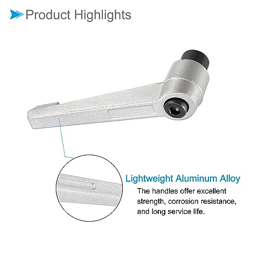Image of Clamping Lever Handles, M10 Female Thread 93mm Lever, Adjustable Quick Release Locking Rotating Knobs Silver Tone - (Applications: for Lathe Machinery), 2-Pieces