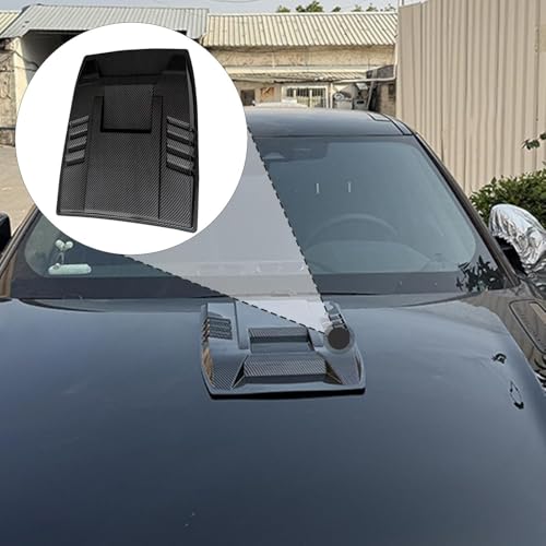 Image of Automaze Universal Car Hood Scoop Vent - Air Intake Grille Bonnet Trim Cover, Turbo Hood Vent Decoration Accessory (Carbon Black)
