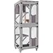 X-ZONE PET Cat Catio - Casa para gatos al aire libre con ruedas de ejercicio, jaula para gatos con caja de descanso mejorada, cubierta impermeable (gris mediano) 62 cm de largo x 59,5 cm de ancho x