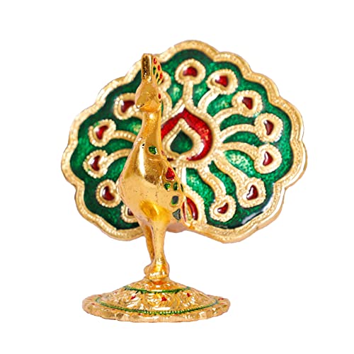 Image of KridayKraft Peacock Metal Statue Idol Decorative Showpiece Feng Shui As Table Top Figurine for Living Room Bedroom Home Office Decor for Decoration & Gifting Purpose (Multicolor)