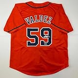 Facsimile Autographed Framber Valdez Houston Orange Reprint Laser Auto Baseball Jersey Size Men's XL