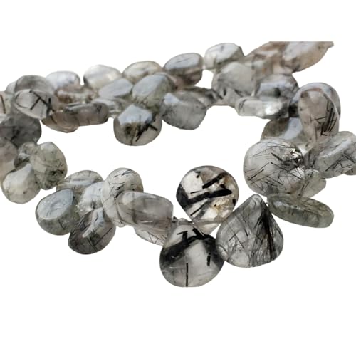Briolettes de quartz rutile noir en cœur uni de 7 à 11 mm pour la création de bijoux KRS280