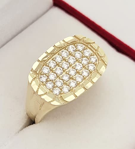 10K Yellow Gold Mens Ring Nugget Frame Ring Oval Shape3