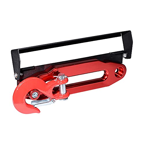 Anzios Half-Link Swizel Winch Hook + 1 Synthetic Hawse Fairlead + Steel Winch Stand + 1X Flip-Up License Plate Holder for Truck Trailer SUV 10