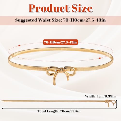 Metal Bow Belts for Women Skinny Bow Belts Gold Waist Belt Adjustable Stretchy Fashion Waistband With Bow-Knot Elastic Thin Waist Chain for Dresses Jeans2