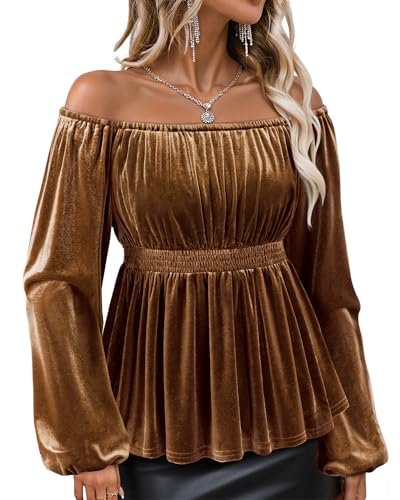 Bebonnie Velvet Off The Shoulder Tops for Women: Petite Bell
