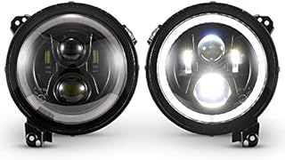 KIWI MASTER 9 Inch Round LED Headlights Halo DRL for Jeep Wrangler JL 2018-2022 Jeep Gladiator JT Accessories High Low Beam Headlight with Daytime Running Lights (New Version Adjustable Screw)