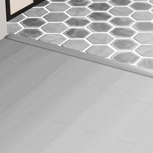 Rusoz Übergangsprofil Selbstklebend 5cm X 1.2m, Übergangsleiste Boden Flexible Pvc Abschlussleiste Boden, Einfach Zuschneidbar & Montierbar für Laminat, Teppich, Fliesen (Grau)