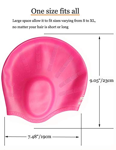 Swimming Caps For Long Hair, 3D Waterproof Silicone Swim Cap For Women Men Girls Kids Bathing Caps For Dreadlocks And Braids Keeps Hair Clean Ear Dry With Ear Protection #TOP3
