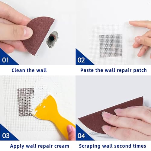 Drywall Repair Kit with Gloves - 2 Pack Spackle Wall Repair and Wall Patch Repair Kit & High Strength Small/Large Wall Hole Repair, Dry Wall Patch Kits with Plaster, Scrapers, Sandpaper, and Patches