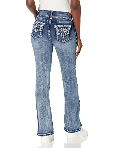 Image of WallFlower Bling Back Pocket Bootcut Jeans for Women, Luscious Curvy Fit, Embellished Mid-Rise Insta Stretch Denim, Farrah Legacy, 9
