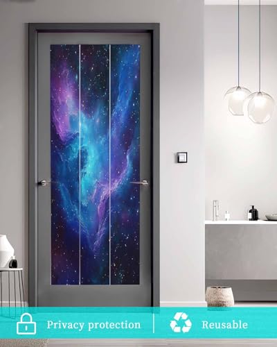 Película para ventana con diseño espacio azul púrpura 19.6x39.3' miniatura 5