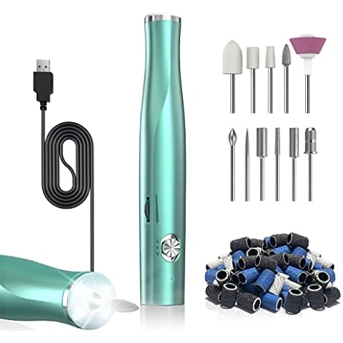 Electric Nail File - ZoCCee 22,000RPM Nail Drill- Professional Nail Drill Kit with LED Light - Portable e file for Quick Manicure Pedicure (Non-Cordless, Green) Cover