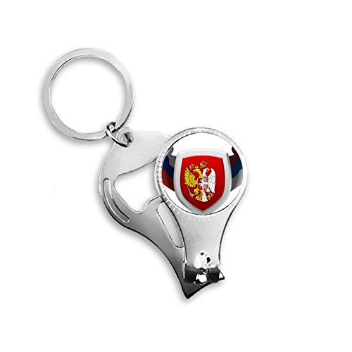 Porte-clés Serbie en métal avec coupe-ongles multifonction et décapsuleur intégré