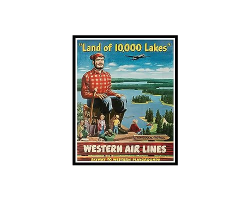 Poster Master Vintage Travel Poster - Retro Tourism Print - Minneapolis St. Paul Minnesota, Land Of 10,000 Lakes - 11x14 UNFRAMED Wall Art - Gift for Artist, Friend - Wall Decor for Home, Office, Dorm