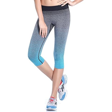 Qutool Women's Sports Pants Yoga Leggings Tights Workout Pant Running Pant Blue Cover