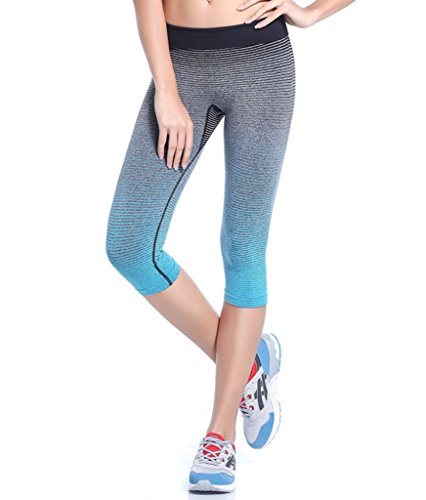 Qutool de sport pour femme Pantalon Yoga Legging entraînement Pantalon de course à pied pour homme moyen bleu