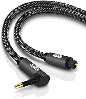 EMK Optyczny przedłużacz kabla audio 0,5 m, Toslink żeński na męski, rozszerzony kabel audio, kompatybilny z soundbarem, Smart TV, kinem domowym, PS4, Xbox i PlayStation (0,5 m, rozszerzenie optyczne, kolor szary)