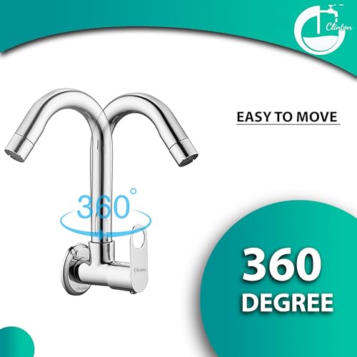 Image of CLINTON Kitchen Sink Cock with 360 Degree Swivel Spout | Kitchen Sink Tap | Kitchen Faucet | Tap for Kitchen Sink (Prime)