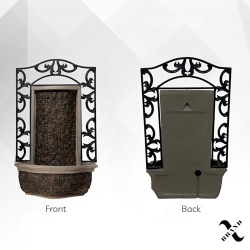 XBrand 30" Wall Mounted Waterfall Fountain, Indoor Outdoor Stone & Black Polyresin Metal Wall Fountain with Pump, Modern Cascading Water Feature for Patio, Garden, Balcony Decor by XBrand - Image 6