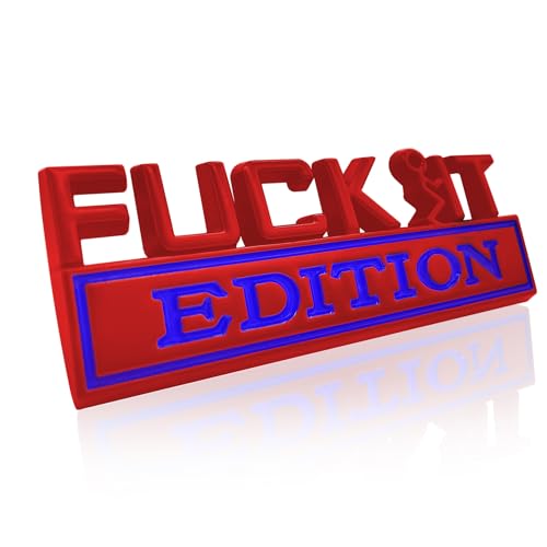 Image of Fuck IT Edition Emblem, Car Exterior Emblems Badge 3D Sticker Decal, Fuck-IT Edition Emblem 3D Fender Badge Decal, 3D Fender Badge Decal Car Truck Replacement, Fit for All Cars (Red Blue)