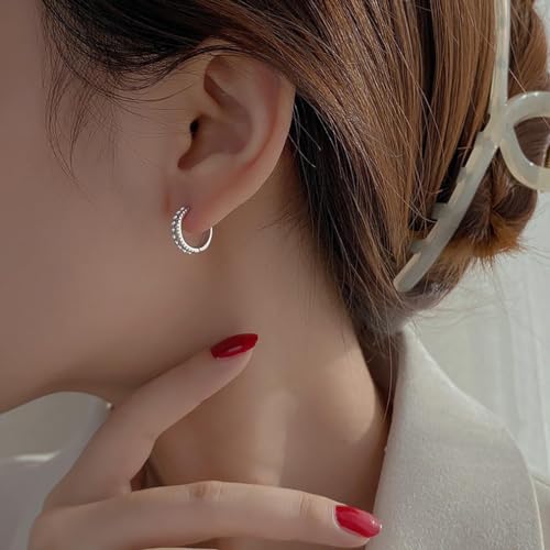 SLUYNZ Sterling Silver Small Pearls Huggie Earrings - Women Teens CZ Pearls Hoop Earrings for Wedding & Bridal Occasions3